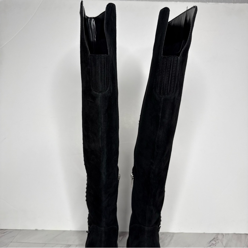 Vince Camuto Seselti Black Suede Pointy Toe Tall Boot 8 1/2 M - Picture 5 of 16
